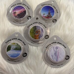 💜3/$15 Set of 5 Folding Mobile Phone Stands with Scenic Designs